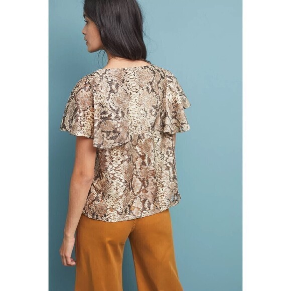 Anthropologie Eva Franco Willow Snake Printed Blouse NWT Size Medium - Picture 4 of 15